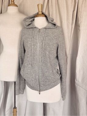 Peter Millar Gray Hooded Zip Knit Sweatshirt